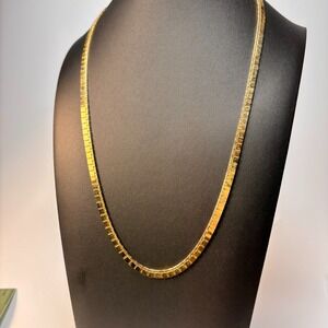 Vintage Gold‎ Tone Necklace Interesting Texture Long 16 inch